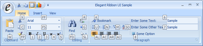 KeyTips in the Ribbon Bar