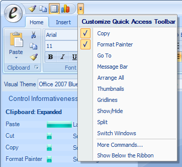 cannot customize quick access toolbar
