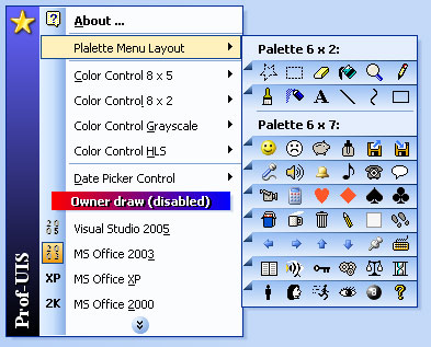 Custom drawn palette menu under the Office 2003 theme